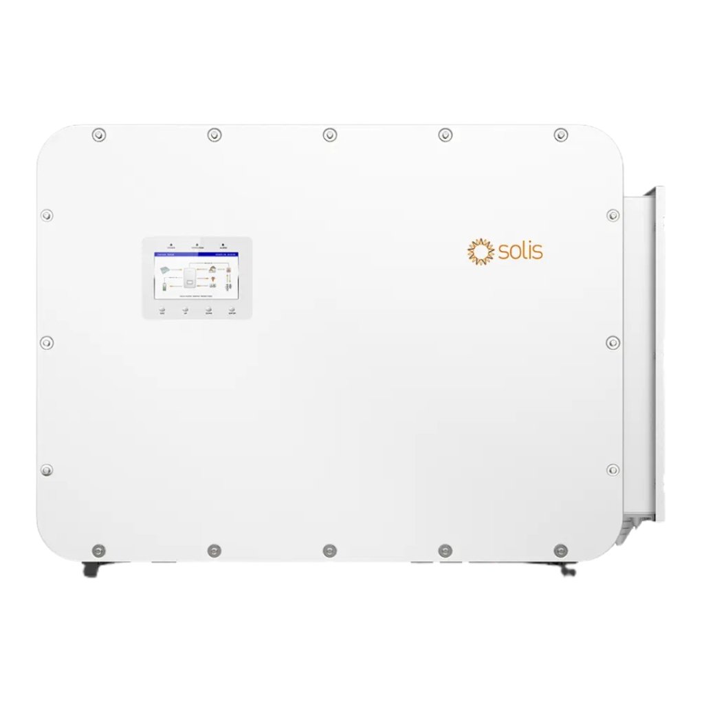 White Solis inverter cabinet with a small front display and logo on the right side