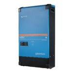 Blue Victron Energy MultiPlus-II inverter/charger unit with black base and orange stripe on the front panel.