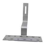 Metal mounting bracket with perforated base and tall vertical slotted tab