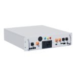 Front view of a 1U rack-mount laboratory power supply with multiple colored indicator lights and input/output terminals.