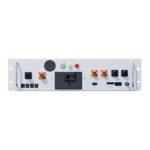 Industrial control panel with multiple colored buttons (blue, yellow, red) and knurled connectors mounted on a light gray rack.