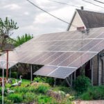 Solar system solar panels near the house